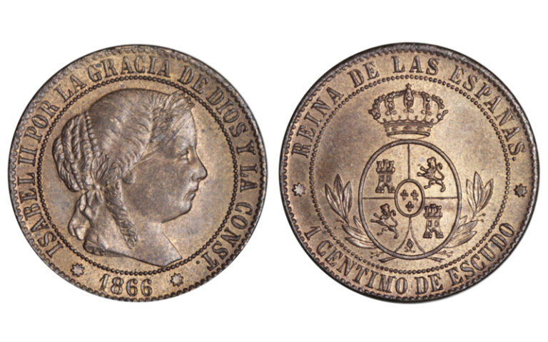 Isabel II 1 Céntimo de Escudo 1866 Barcelona SC