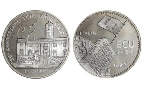 Italia Ecu 1992 Aniversario Fundación Comunidad Económica Europea PROOF