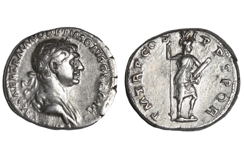 Trajano Denario 114-117 d.C. Roma MBC+