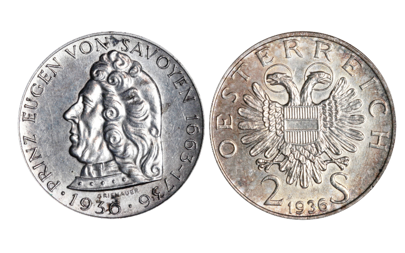 Austria 2 Schillings 1936 200 Aniversario fallecimiento Príncipe Eugenio de Saboya SC
