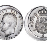 Juan Carlos I (1975-2014) 5 Pesetas 1975*77 Descentrada SC