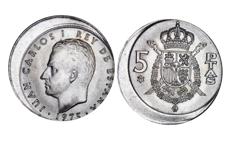 Juan Carlos I (1975-2014) 5 Pesetas 1975*77 Descentrada SC