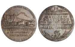 Gran Bretaña Token 1/2 Penique 1797 J. Palmer Mail Coach MBC+