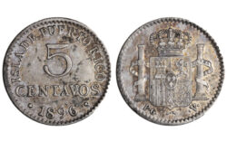 Alfonso XIII 5 Centavos de Peso 1896 Puerto Rico MBC+