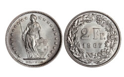 Suiza 2 Francos 1967 Helvetia SC