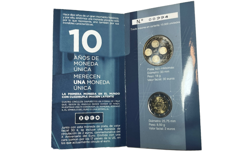 España Cartera Oficial 30 Euros y 2 Euros 2012 X Aniversario del Euro SC