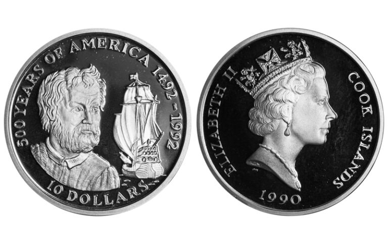 Islas Cook 10 Dólares 1992 500 Aniversario Descubrimiento América PROOF