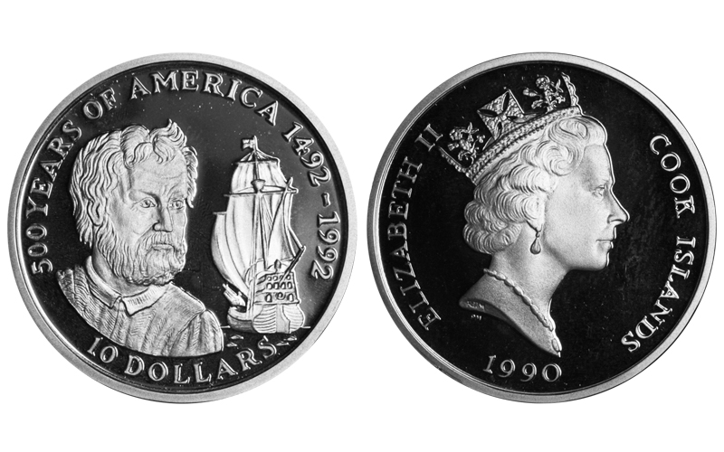 Islas Cook 10 Dólares 1992 500 Aniversario Descubrimiento América PROOF