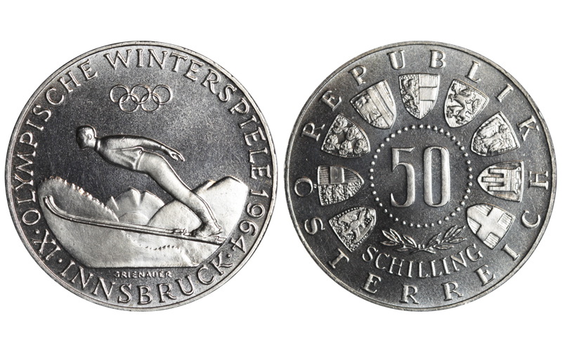 Austria 50 Schilling 1964 Juegos Olímpicos de Invierno Innsbruck PROOF
