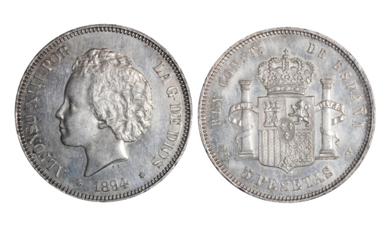Alfonso XIII 5 Pesetas 1894*18-94 PGV EBC-SC