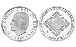 España 2000 Pesetas 1999 750 Años de Gobierno Municipal de Barcelona PROOF