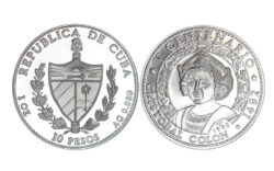 Cuba 10 Pesos 1990 V Centenario Cristóbal Colón PROOF