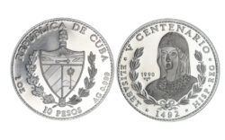Cuba 10 Pesos 1990 V Centenario Isabel I PROOF