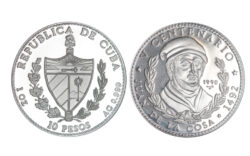 Cuba 10 Pesos 1990 V Centenario Juan de la Cosa PROOF