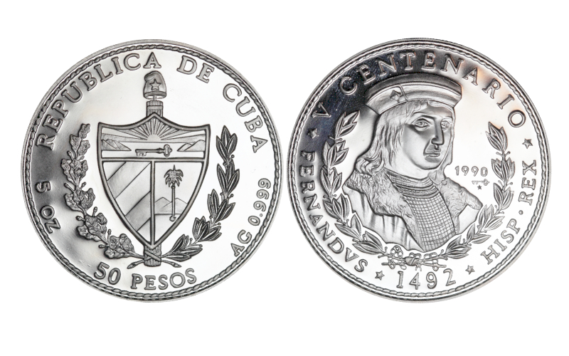 Cuba 50 Pesos (5 Onzas) 1990 V Centenario Fernando II PROOF