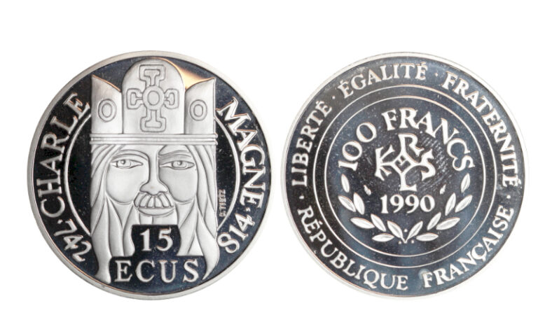 Francia 15 Ecus/ 100 Francos 1990 Carlomagno PROOF