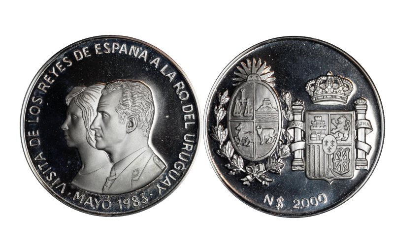 Uruguay 2000 Nuevos Pesos 1983 Visita Reyes PROF