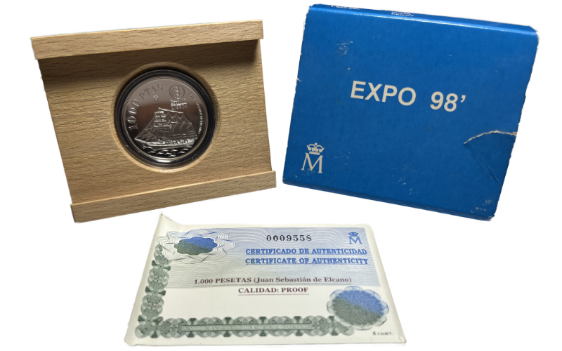 España 1.000 Pesetas 1998 Expo Lisboa Juan Sebastián de Elcano PROOF