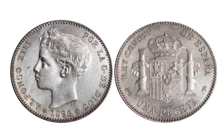 Alfonso XIII 1 Peseta 1896*18-96 limp. SC-