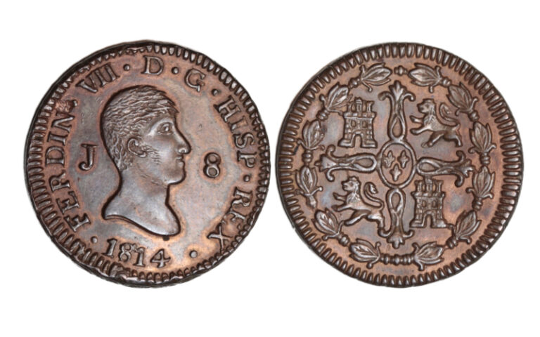 Fernando VII 8 Maravedís 1814 Jubia EBC-SC