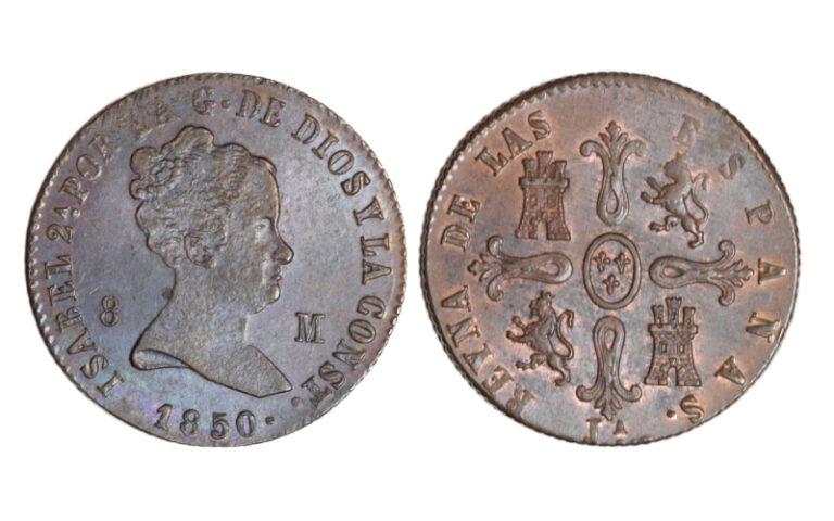Isabel II 8 Maravedís 1850 Jubia EBC+
