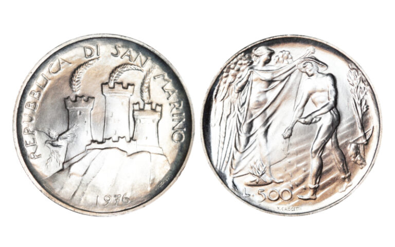 San Marino 500 Liras 1976 20 Aniversario Seguridad Social SC