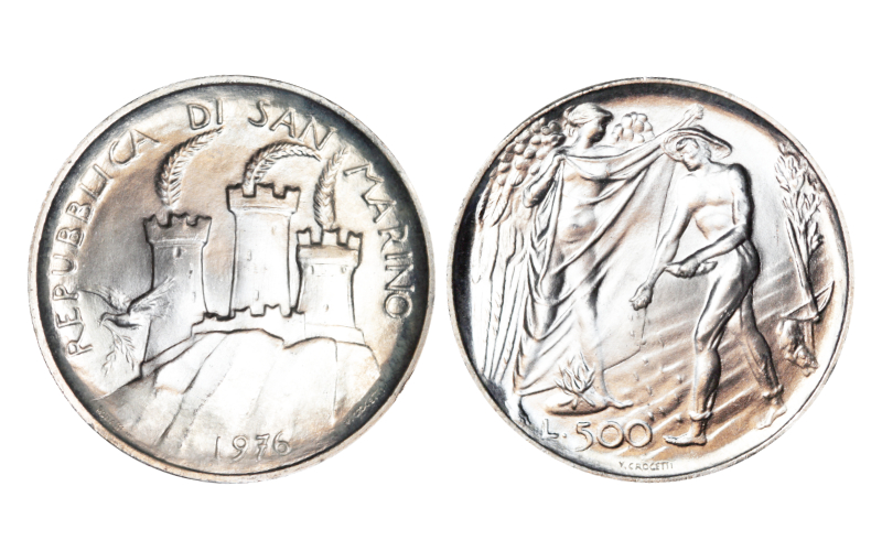 San Marino 500 Liras 1976 20 Aniversario Seguridad Social SC