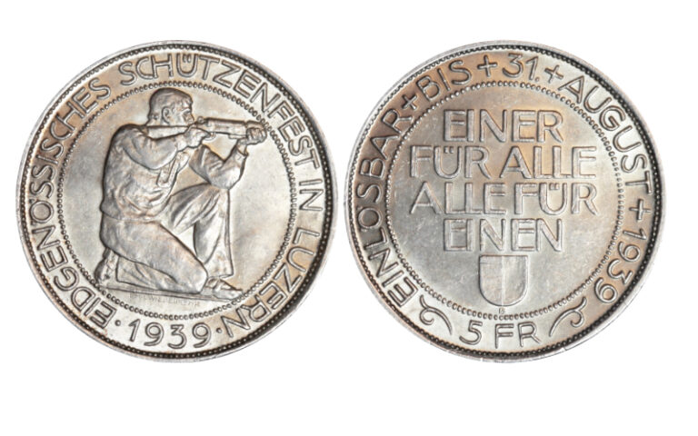Suiza 5 Francos 1939 Festival de Tiro de Lucerna SC