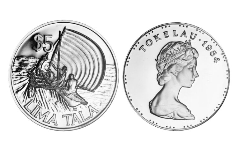 Tokelau 5 Dólares 1984 Barco de Pesca PROOF