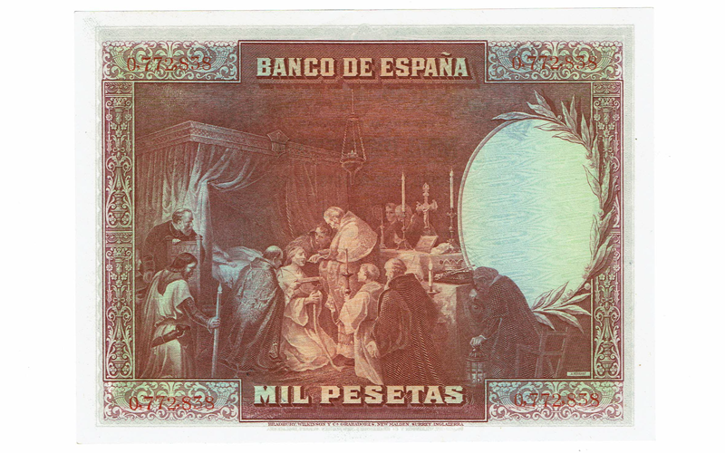 1000 Pesetas 15 Agosto 1928 Sin Serie SC-