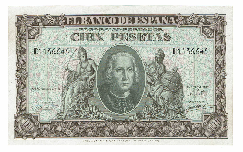 Estado Español 100 Pesetas 9 Enero 1940 Serie C EBC