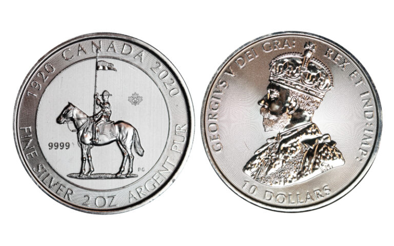 Canadá 10 Dólares (2oz. Plata 9999) 2020 100 Aniversario de la Real Policía Montada PROOF