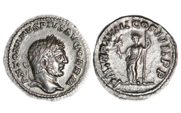 Caracalla Denario 215 d.C. Roma EBC