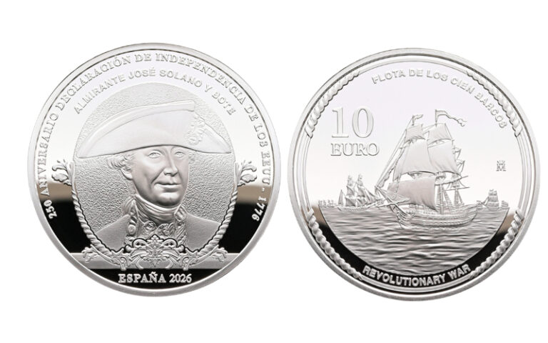 España 10 Euros 2026 250 Aniversario Declaración de Independencia Estados Unidos Almirante José Solano y Bote PROOF