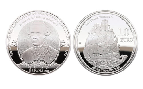 España 10 Euros 2026 250 Aniversario Declaración de Independencia Estados Unidos Almirante Luis de Córdova PROOF
