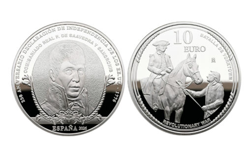 España 10 Euros 2026 250 Aniversario Declaración de Independencia Estados Unidos Comisionado Real Francisco de Saavedra y Sangronis PROOF