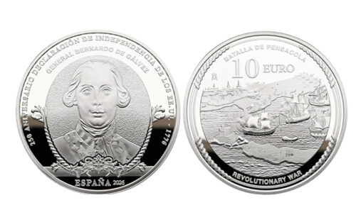 España 10 Euros 2026 250 Aniversario Declaración de Independencia Estados Unidos General Bernardo de Gálvez PROOF