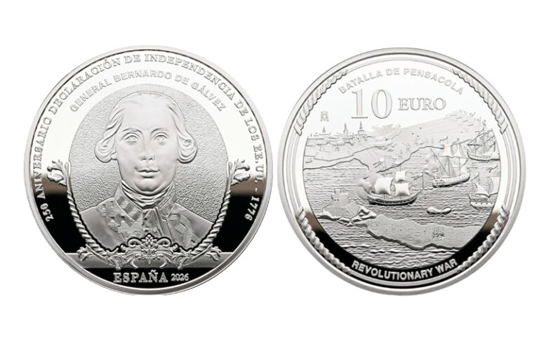 España 10 Euros 2026 250 Aniversario Declaración de Independencia Estados Unidos General Bernardo de Gálvez PROOF