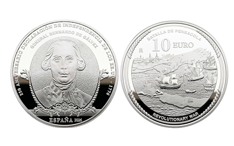 España 10 Euros 2026 250 Aniversario Declaración de Independencia Estados Unidos General Bernardo de Gálvez PROOF