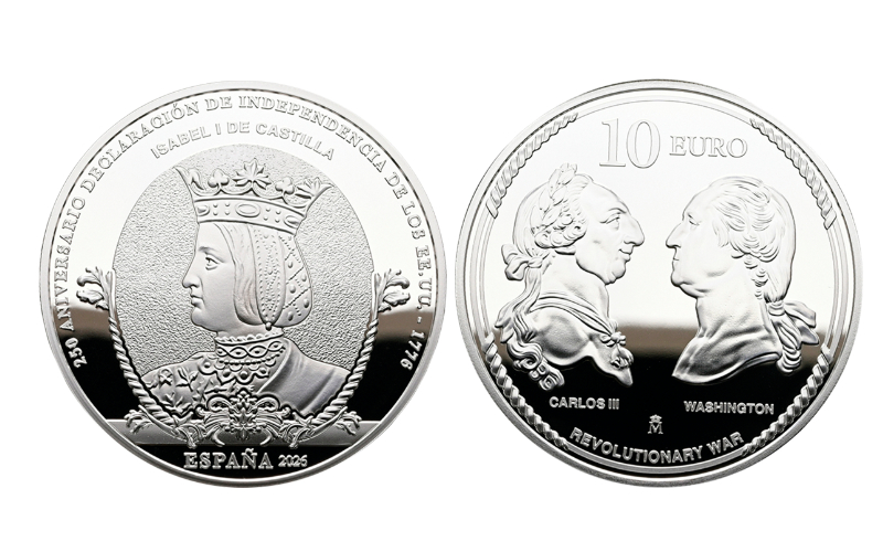 España 10 Euros 2026 250 Aniversario Declaración de Independencia Estados Unidos Isabel I de Castilla  PROOF