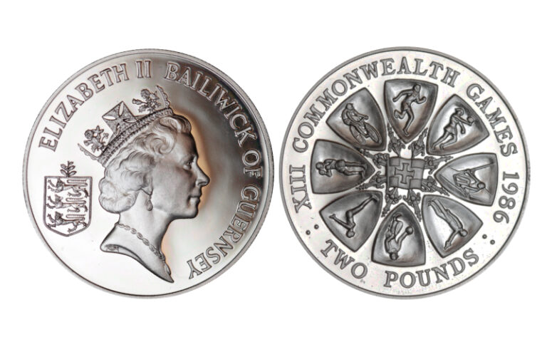 Guernsey 2 Libras 1986 XIII Juegos Commonwealth PROOF