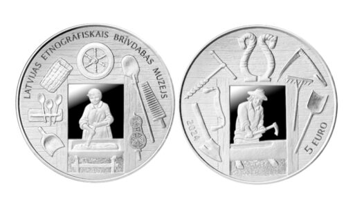 Letonia 5 Euros 2024 Centenario del Museo Etnográfico al Aire Libre de Letonia "Across the Times" PROOF