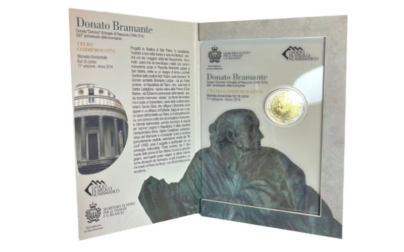 San Marino 2€ 2014 500 Aniversario de la muerte de Donato Bramante FDC