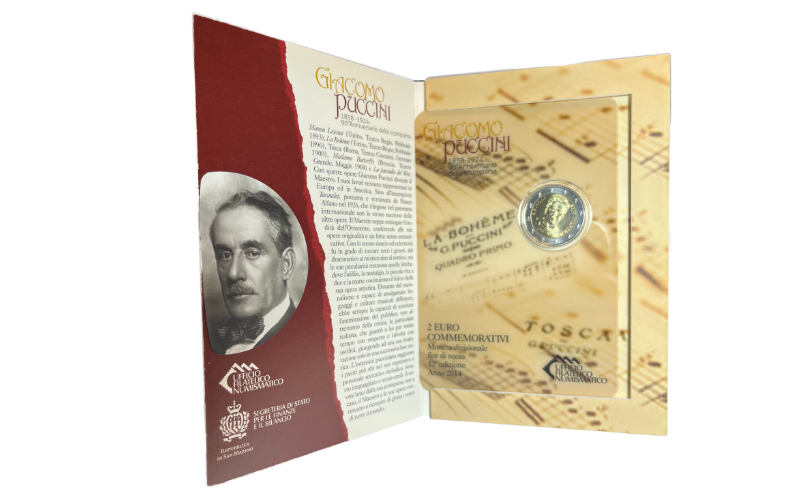 San Marino 2€ 2014 90 Aniversario de la muerte de Giacomo Puccini FDC