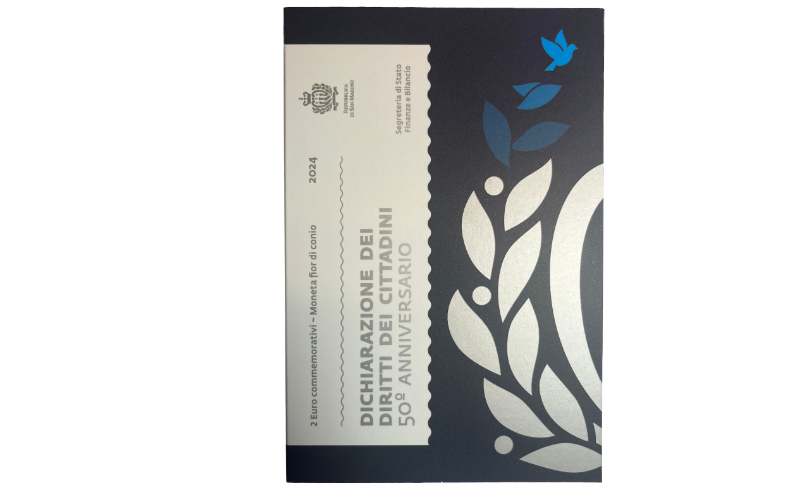 San Marino 2€ 2024 50 Aniversario de la Declaración de los Derechos del Ciudadano FDC