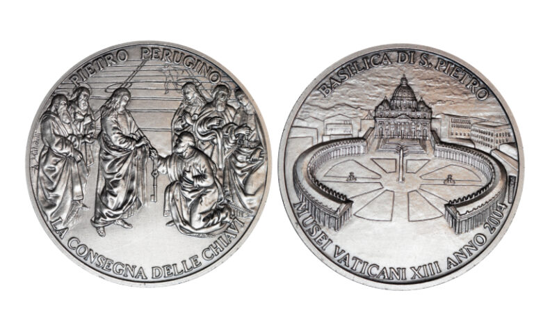 Vaticano Medalla Conmemorativa 2004 Monumentos, Museos y Galerias Pontificias: Basílica de San Pedro y La Entrega de Llaves de San Pedro SC