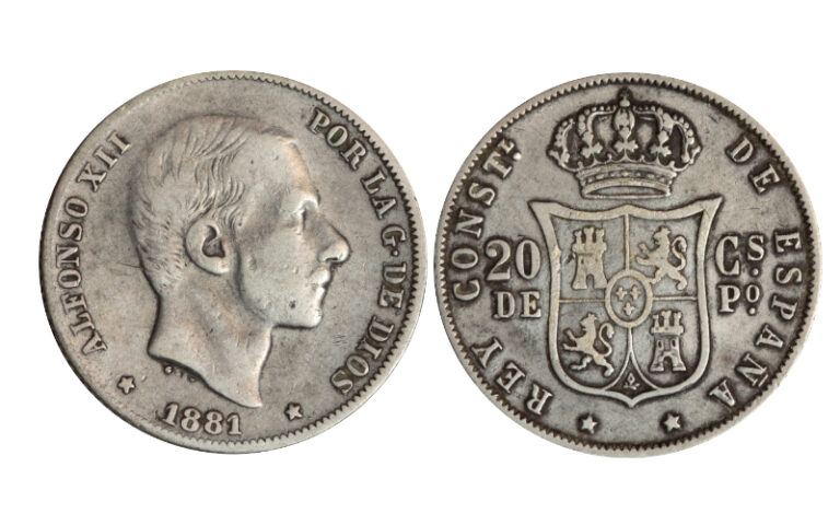 Alfonso XII 20 Centavos de Peso 1881 Manila MBC-