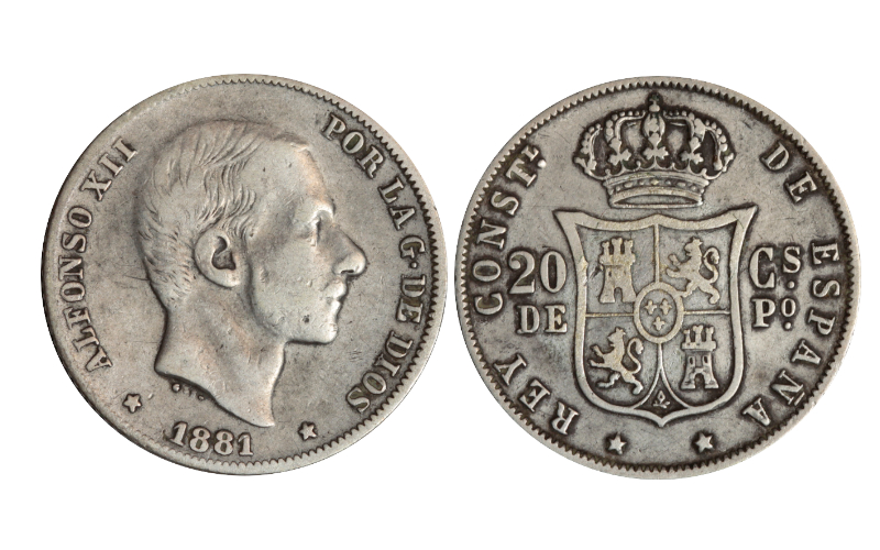 Alfonso XII 20 Centavos de Peso 1881 Manila MBC-