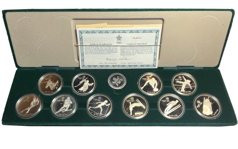 Canadá Estuche Monedas 20 Dólares Plata 1987 Juegos Olímpicos de Invierno Calgary 1988 PROOF