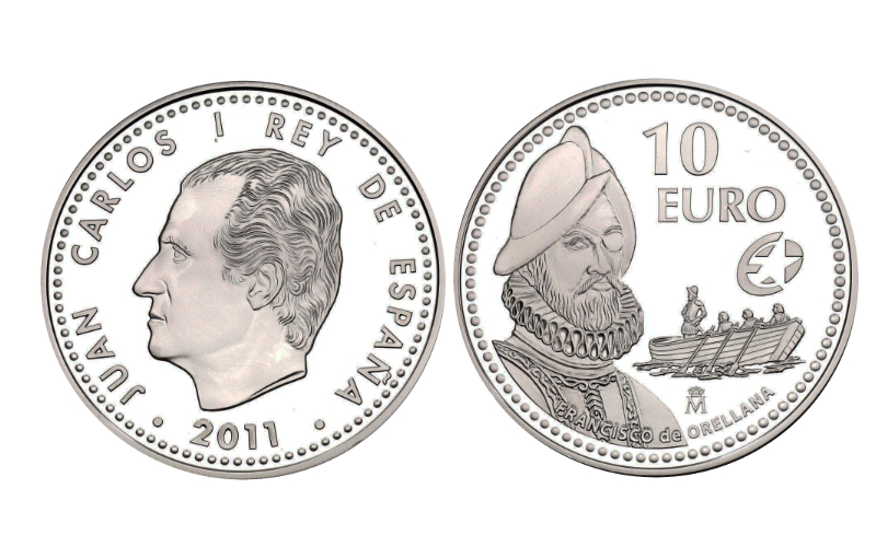 España 10 Euros 2011 VII Serie Herencia Europea Exploradores Francisco de Orellana PROOF